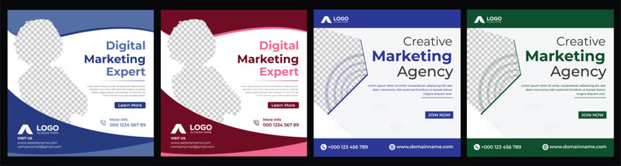 Fototapeta premium Digital marketing Social media post template. Corporate Business Social media post. Instagram feed post, social media poster. corporate business marketing banner ads for social media post