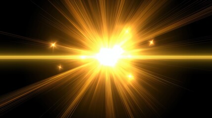 glowing light ray explosion with a bright central point against a black background