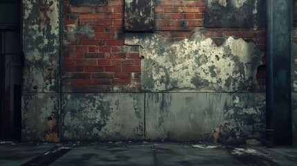 Naklejka premium Weathered Brick Wall Alleyway Urban Decay Scene