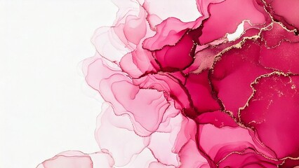 Obraz premium 高級感のある薄くて淡いアルコールインクアート ルージュ マーブル模様 余白あり 背景素材 チラシ・バナー・動画素材 16:9サイズ AI生成素材