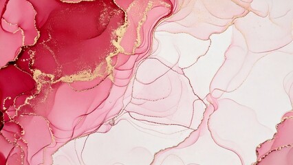 Fototapeta premium 高級感のある薄くて淡いアルコールインクアート ルージュ マーブル模様 余白あり 背景素材 チラシ・バナー・動画素材 16:9サイズ AI生成素材