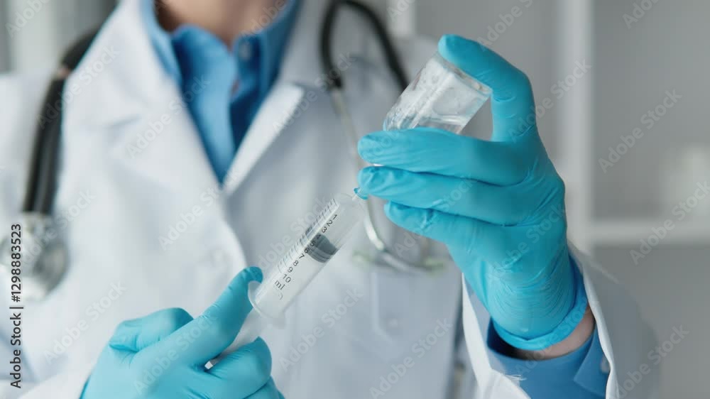 Poster in the new generation laboratory, scientists are engaged in revolutionary research in the field of g
