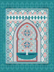 Ornate Geometric Wall Decor Featuring Intricate Patterns and Traditional Motifs, ideal for decoration, backgrounds, or illustrating traditional and modern artistic styles.