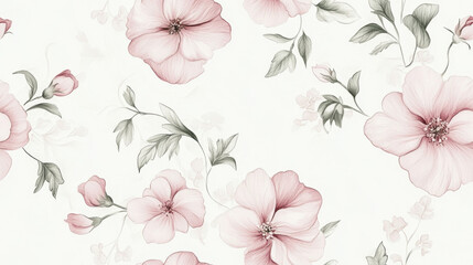 Seamless tiny floral pattern with hand-drawn flowers and pastel colors