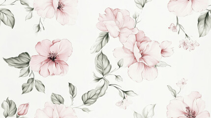 Seamless tiny floral pattern with hand-drawn flowers and pastel colors