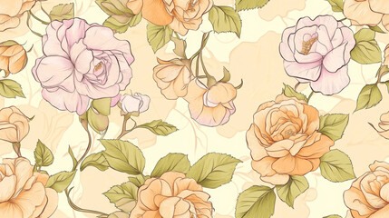 Seamless tiny floral pattern with hand-drawn flowers and pastel colors