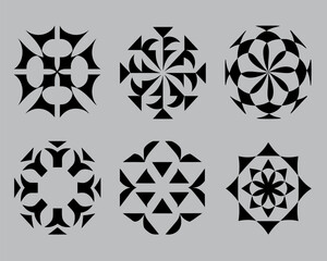 Six Geometric Black and White Mandala Designs