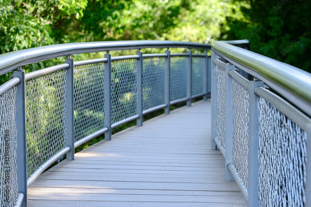 Poster a sleek minimalist footbridge with geometric lines and a clean modern design