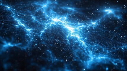 Naklejka premium Celestial Data Web: Neon Network Waves for Creative Campaigns