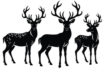 vector set of deer silhouettes