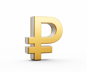 Obraz premium Shiny Golden Ruble Currency Symbol Gleams With Sleek Modern Design 3D Illustration