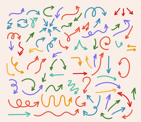 Hand drawn vector arrow set. All arrowes are isolated on white and grouped, easy to use