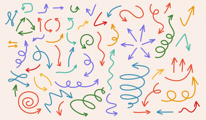 Hand drawn vector arrow set. All arrowes are isolated on white and grouped, easy to use