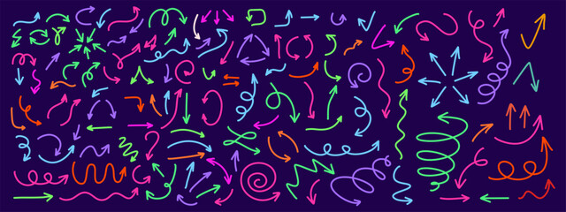 Hand drawn vector arrow set. All arrowes are isolated on white and grouped, easy to use