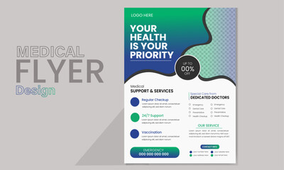 Creative modern  healthcare and colorful a4 page colorful medical cover with creative and modern shapes of flyer design template.