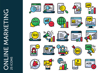 Online Marketing icon pack. Set icon design