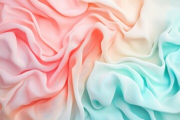 Obraz premium Soft, Flowing Pastel Fabric Background with Pink, Peach, and Blue Hues