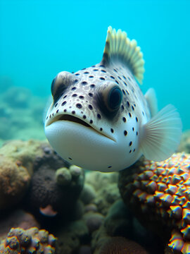 Dogface puffer fish (Arothron nigropunctatus)