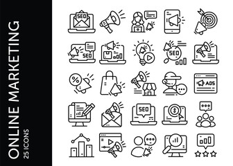 Online Marketing icon pack. Set icon design