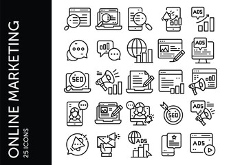 Online Marketing icon pack. Set icon design