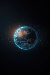 Fototapeta premium futuristic ai-driven earth with pulsating energy streams flowing around it visualizing quantum computing and global