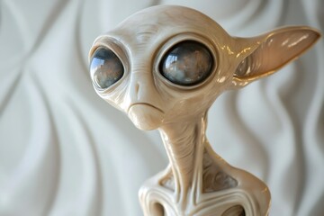 Detailed close up of an alien creature with captivating eyes, showcasing its unique features and otherworldly presence