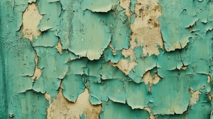 Obraz premium Peeling Teal Paint Reveals Aged Weathered Surface