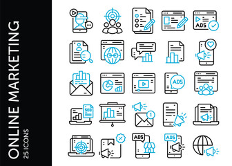 Online Marketing icon pack. Set icon design