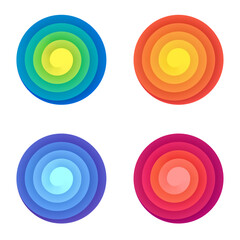 Set of Colorful Archimedean Spiral Symbols. Abstract Geometric Graphic Elements.
