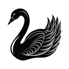 Swan silhouette isolated on white background
