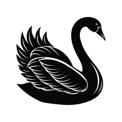 Fototapeta premium Swan silhouette isolated on white background