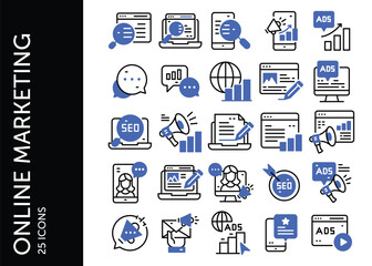Online Marketing icon pack. Set icon design