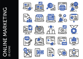 Online Marketing icon pack. Set icon design