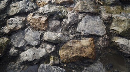 A textured stone wall surface showing various rock formations