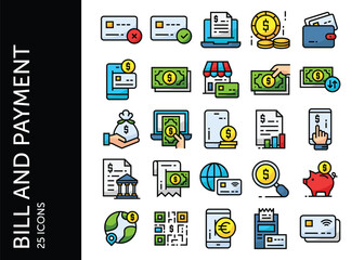 Bill and Payment icon pack. Set icon design
