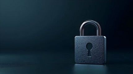Fototapeta premium Close Up Image of a Shiny Silver Padlock Against a Dark Blue Background Symbolizing Security and Protection