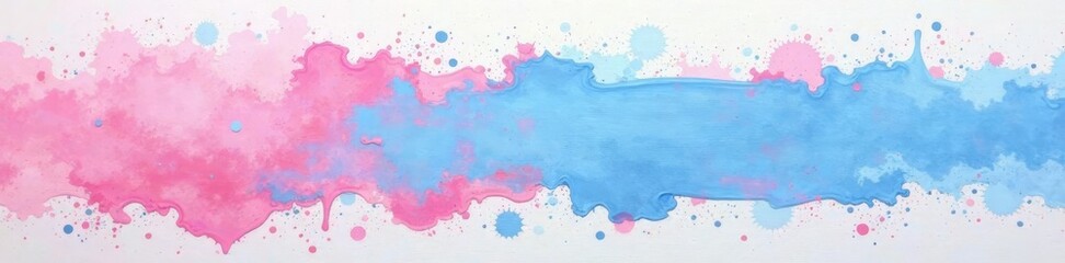 Obraz premium Soft blue strokes on canvas with scattered pink oil paint smudges, art, canvas, pink