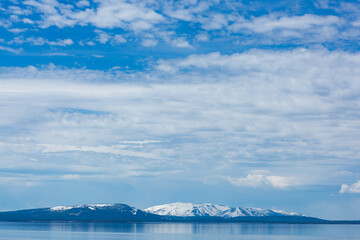 Skies over mountains in Yellowstone, Wyoming.
