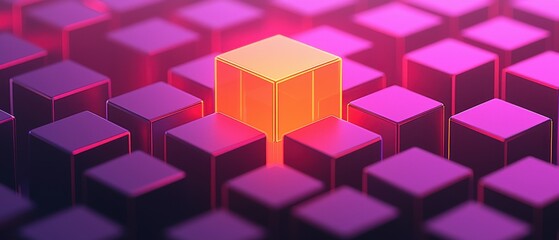 Obraz premium Networking Infographics concept. Glowing Geometric Digital Networking Infographic Backdrop with Cubes and Patterns