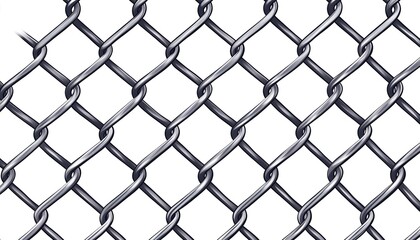 Pattern of a silvery metal chain link fence extends