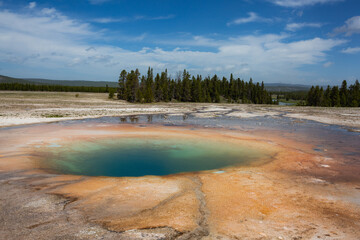 Colorful geysers and hot springs in Yellowsone, Wyoming.