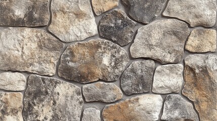 Obraz premium A textured stone wall with varied shades of grey and brown