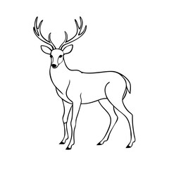 Fototapeta premium Elegant deer icon in minimalist line art style, symbolizing wildlife and nature.