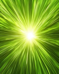 A vibrant burst of green rays radiates from a bright center, creating an energetic and dynamic visual effect resembling light or energy.