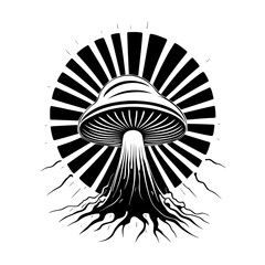 Obraz premium Mesmerizing Witch Mushroom vector illustration blending whimsical charm with eerie enchantment, ideal for fantasy book covers, event posters, branding projects, and creative designs designed to spark 