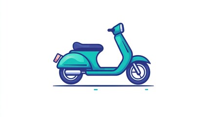 Fototapeta premium Teal scooter illustration, side view, white background, transportation