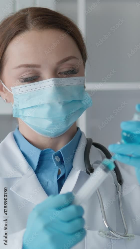 Poster A scientist in the laboratory examines the microcosm under a microscope, collecting data for in-depth analysis of the structure and function of biological systems. Blood test