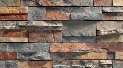 Multicolored Stone Brick Wall Texture Design