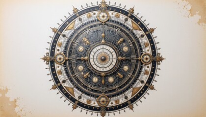Obraz premium Intricate celestial clock design showcases the beauty of timekeeping in a circular art piece