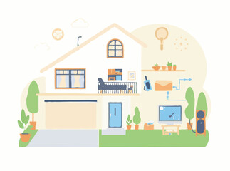 Obraz premium Illustration of Automated Smart Home Solutions
